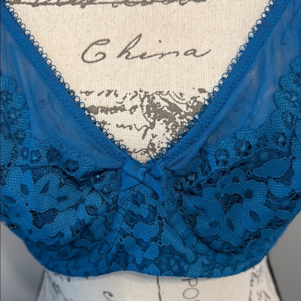 EUC Victoria’s Secret Elegant Blue Lace Underwire Bra - 40D​ - Picture 2 of 9